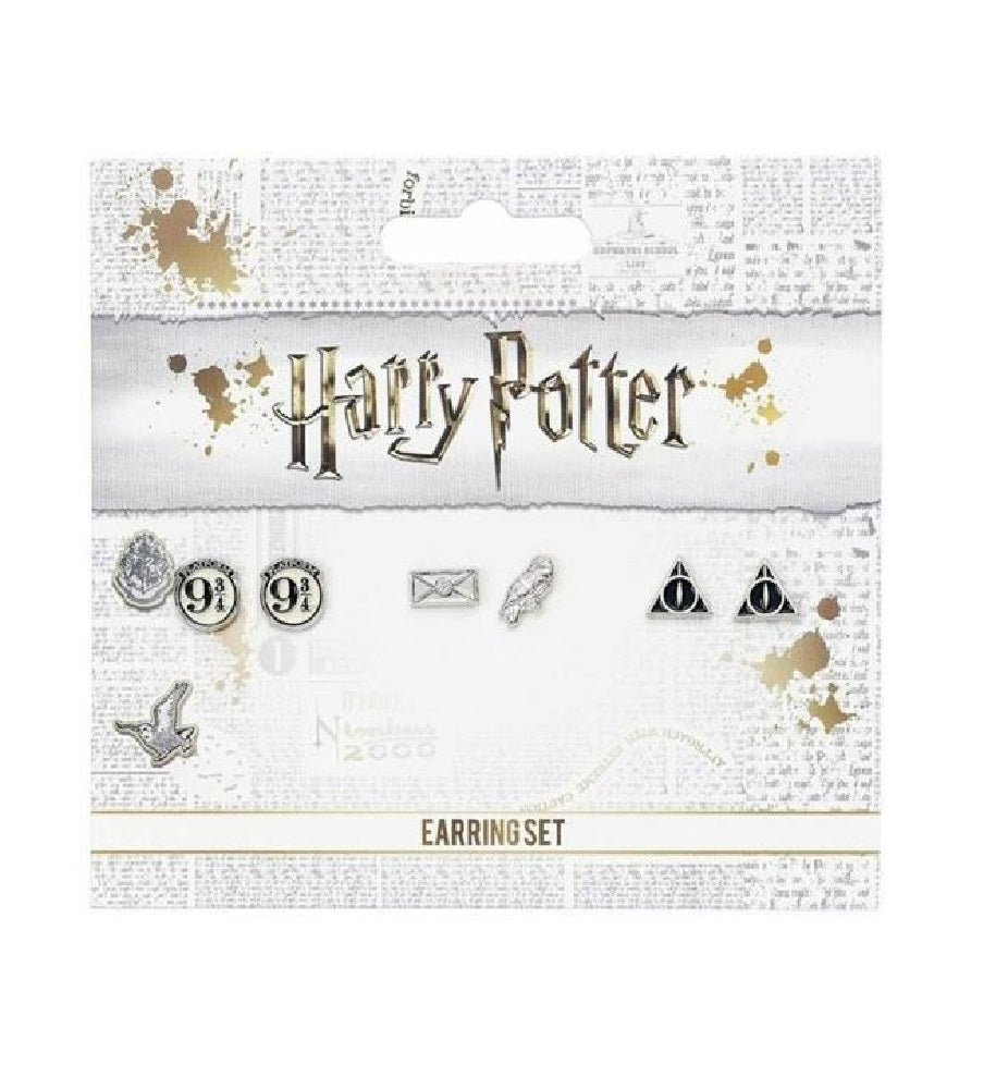 HARRY POTTER SET 3 PAIA ORECCHINI DONI MORTE/BINARIO 9 E 3/4/ EDWIGE