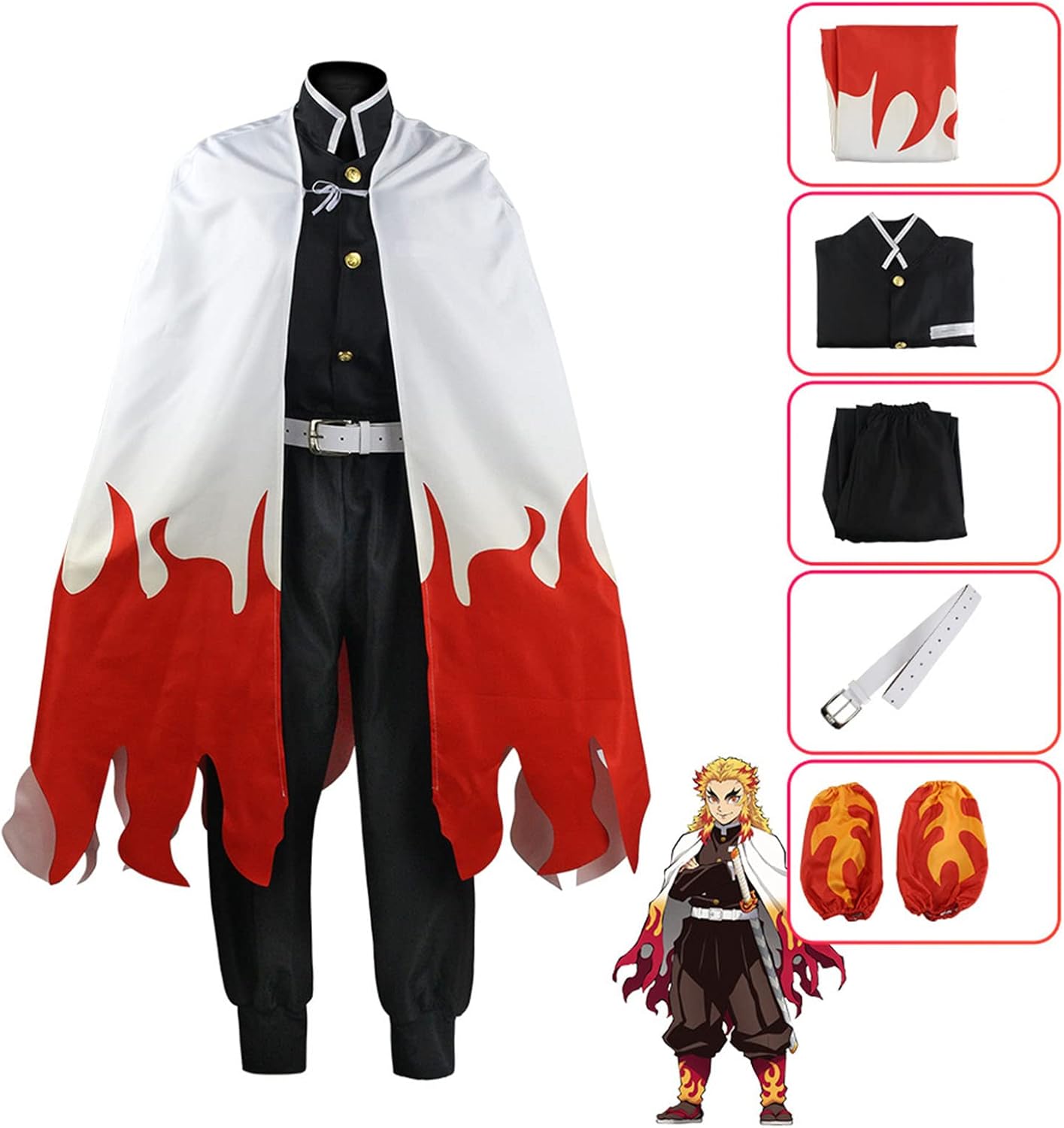 Costume Carnevale Cosplay Uomo Demon Slayer Rengoku Kyojuro